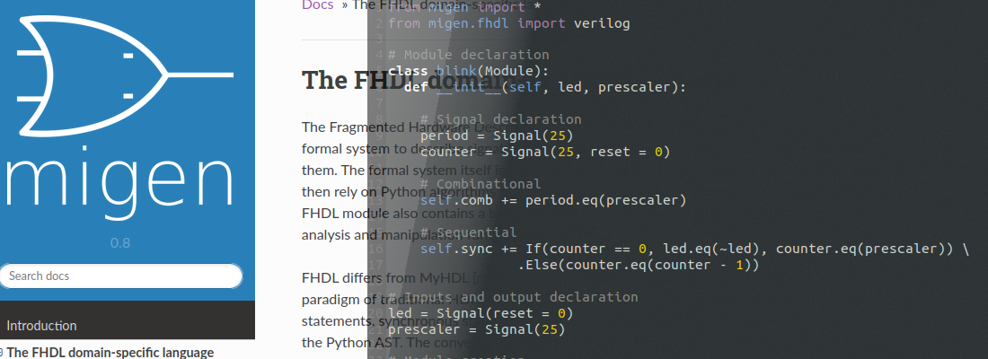 Writing Verilog code using Python with Migen.