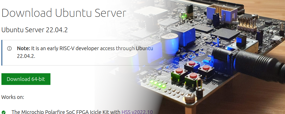 Running Ubuntu in the Microchip's Icicle Kit.