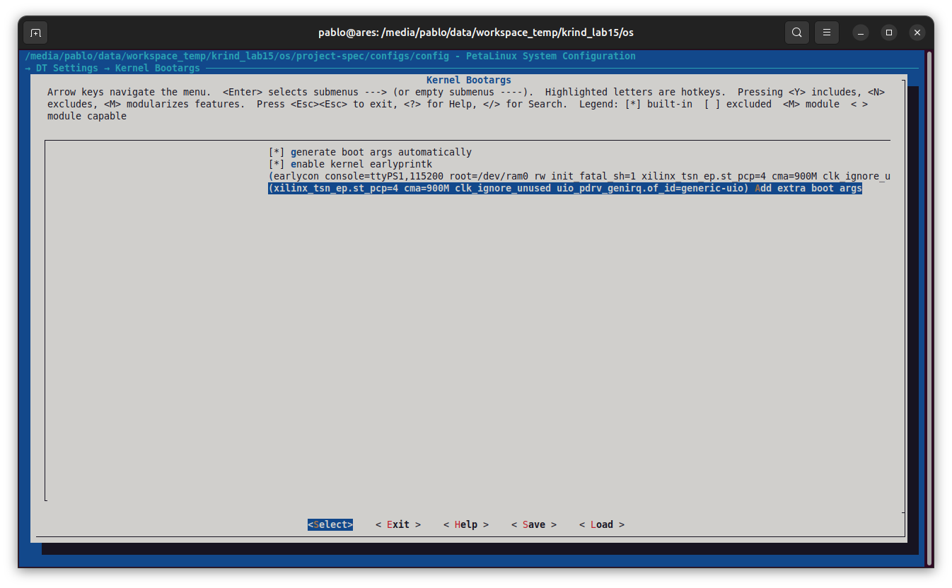 Petalinux kernel bootargs configuration